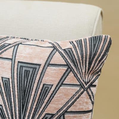 Art Deco Geometric Velvet Chenille XL Rectangular Cushion in Blush Pink