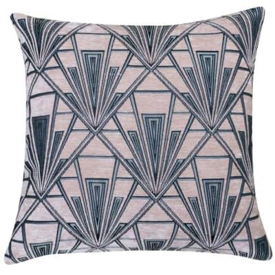 Art Deco Geometric Velvet Chenille Extra-Large Cushion in Blush Pink