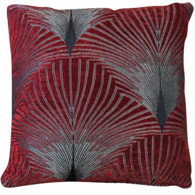 Art Deco Fan Cushion in Red and Silver