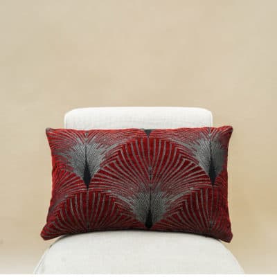 Art Deco Fan XL Rectangular Cushion in Red and Silver