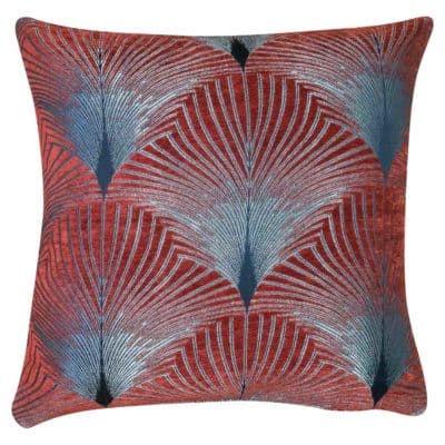 Art Deco Fan Extra-Large Cushion in Red and Silver