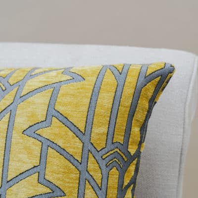 Art Deco Chrysler Cushion in Ochre and Silver