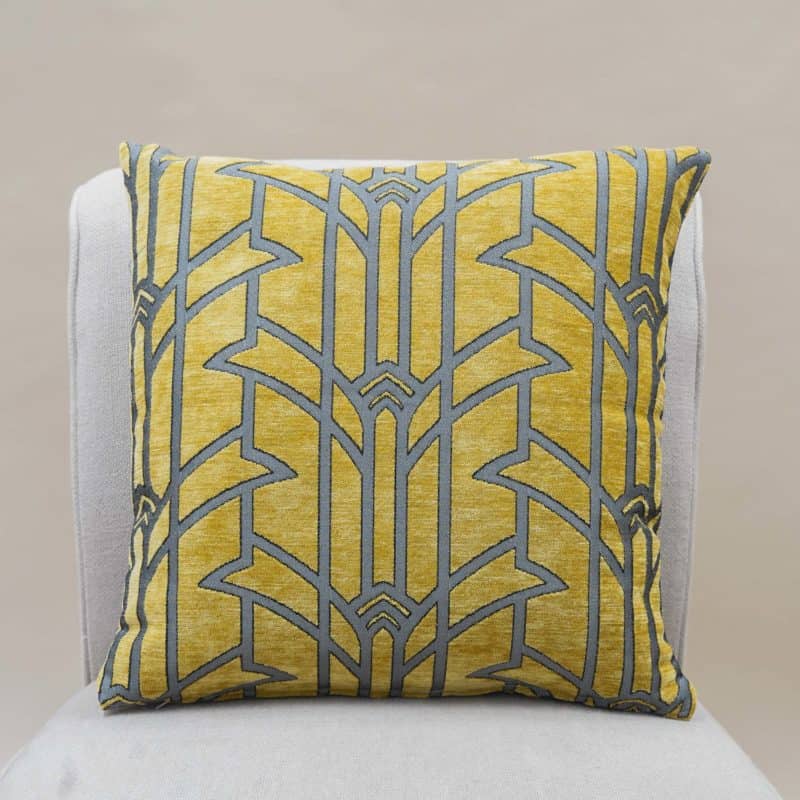 Art Deco Chrysler Cushion in Ochre and Silver