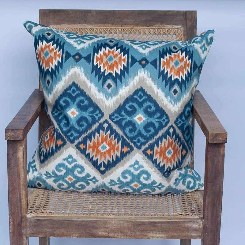 Extra Large Navajo Kilim Cushion in Teal and Orange