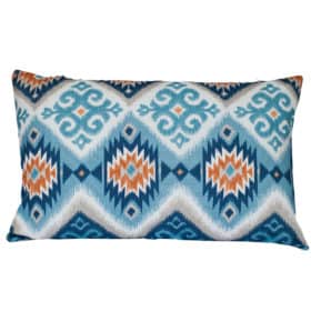 Navajo Kilim XL Rectangular Cushion in Teal and Orange