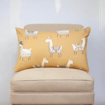 Mustard Yellow Alpaca Print XL Rectangular Cushion