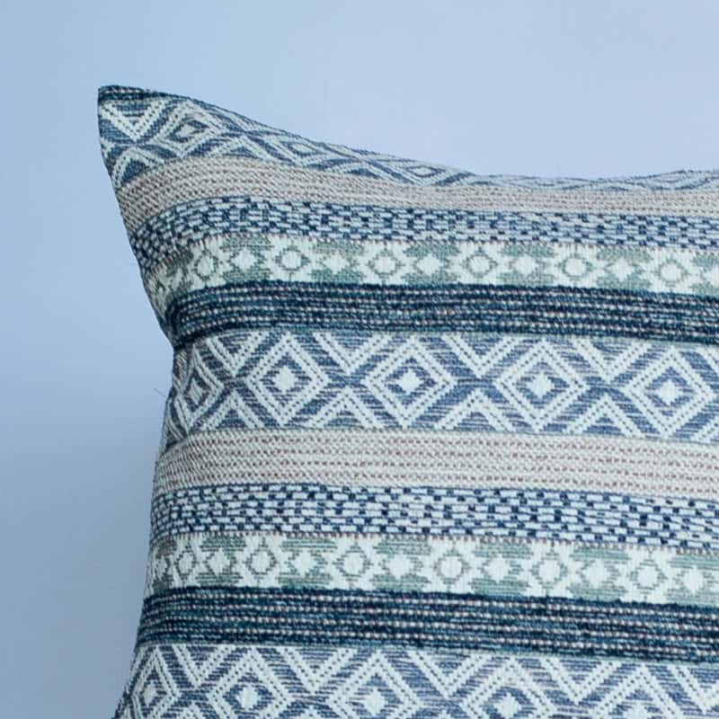 Maya Aztec Woven Jacquard Cushion in Indigo Blue