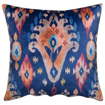 Siam Velvet Cushion in Terracotta and Navy
