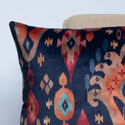 Siam Velvet XL Rectangular Cushion in Terracotta and Navy