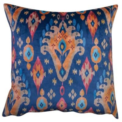 Siam Velvet Extra-Large Cushion in Terracotta and Navy