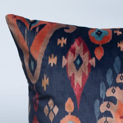 Siam Velvet Extra-Large Cushion in Terracotta and Navy