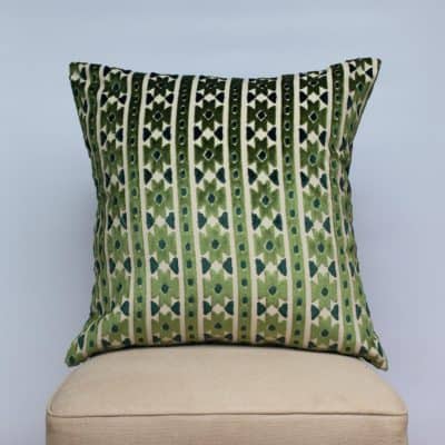Kashan Geometric Cut Velvet Extra-Large Cushion in Emerald Green