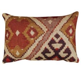 Linen Kilim Boudoir Cushion in Terracotta