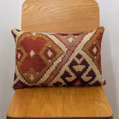 Linen Kilim Boudoir Cushion in Terracotta