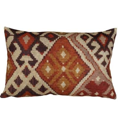 Linen Kilim XL Rectangular Cushion in Terracotta