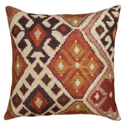 Linen Kilim Extra-Large Cushion in Terracotta