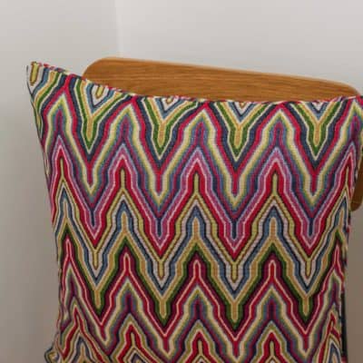 Psychedelic Zig Zag Geometric Tapestry Cushion