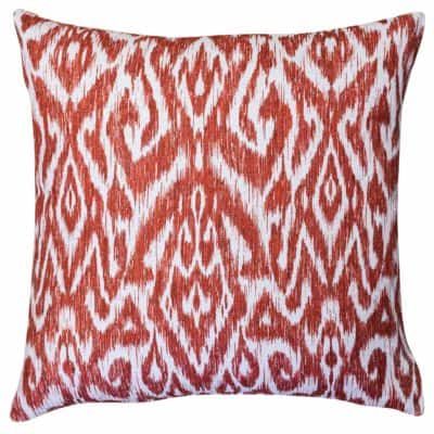Textured Linen Blend Abstract Ikat Extra-Large Cushion in Red