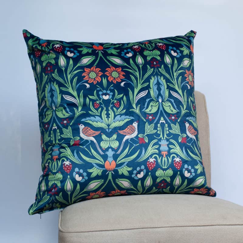 Manor Garden Velvet Extra-Large Cushion in Indigo Blue