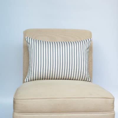 Nautical Cotton Ticking Stripe Boudoir Cushion in Navy