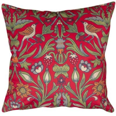 Manor Garden Velvet Cushion in Red