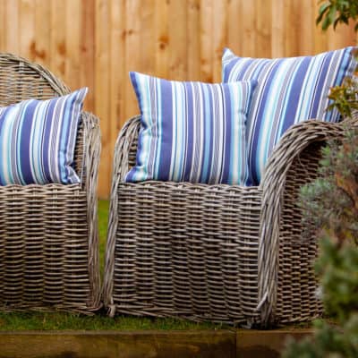 Deckchair Stripe Outdoor Cushion in Marine Blue
