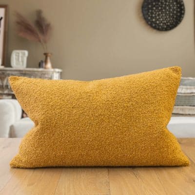 Textured Teddy Bear Boucle XL Rectangular Cushion in Honey