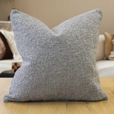 Textured Teddy Bear Boucle Extra-Large Cushion in Soft Grey