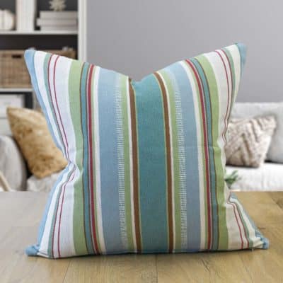 Cotton Canvas Stripe Cushion in Sage