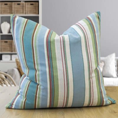 Cotton Canvas Stripe Extra-Large Cushion in Sage