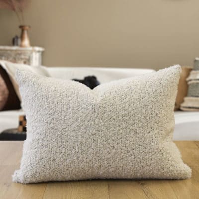 Textured Teddy Bear Boucle Boudoir Cushion in Cream