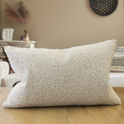 Textured Teddy Bear Boucle XL Rectangular Cushion in Cream