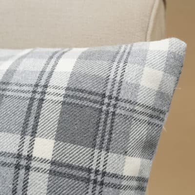 Tartan Check XL Rectangular Cushion in Slate Grey