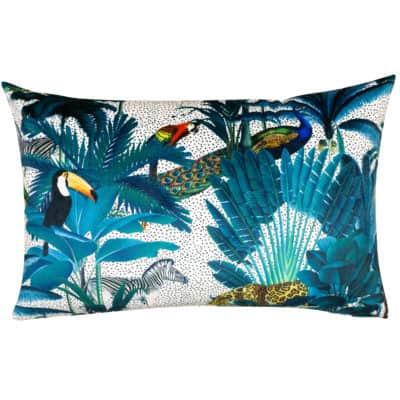 Palm Forest Velvet XL Rectangular Cushion in Natural