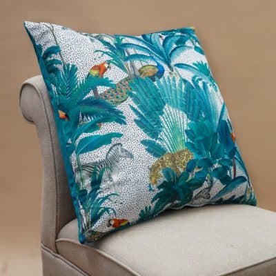 Palm Forest Velvet Extra-Large Cushion in Natural
