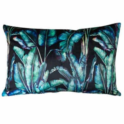 Rios Velvet Jungle XL Rectangular Cushion in Black