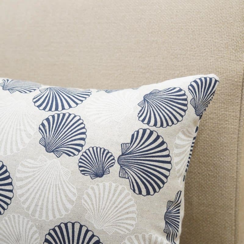 Linen Effect Seashells Boudoir Cushion