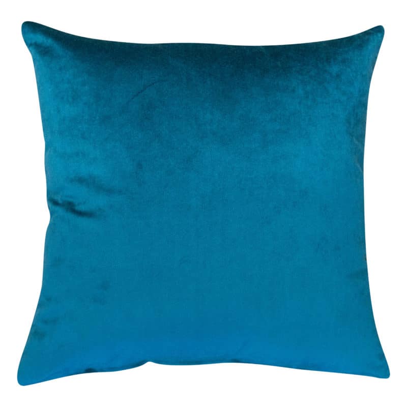 Bella Plain Velvet Cushion in Teal Blue
