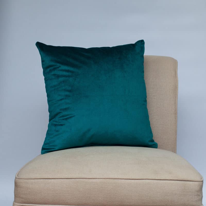 Bella Plain Velvet Cushion in Teal Blue