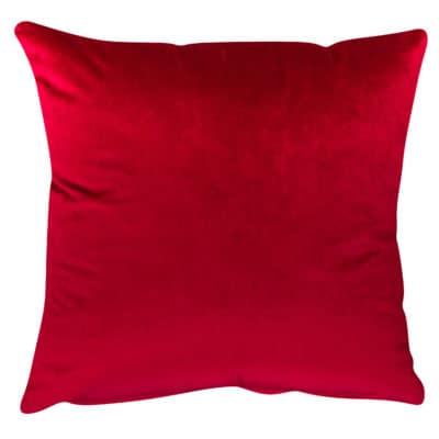 Bella Plain Velvet Cushion in Red