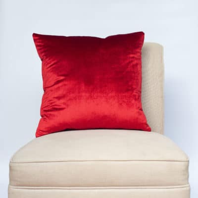 Bella Plain Velvet Cushion in Red
