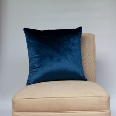 Bella Plain Velvet Cushion in Navy Blue