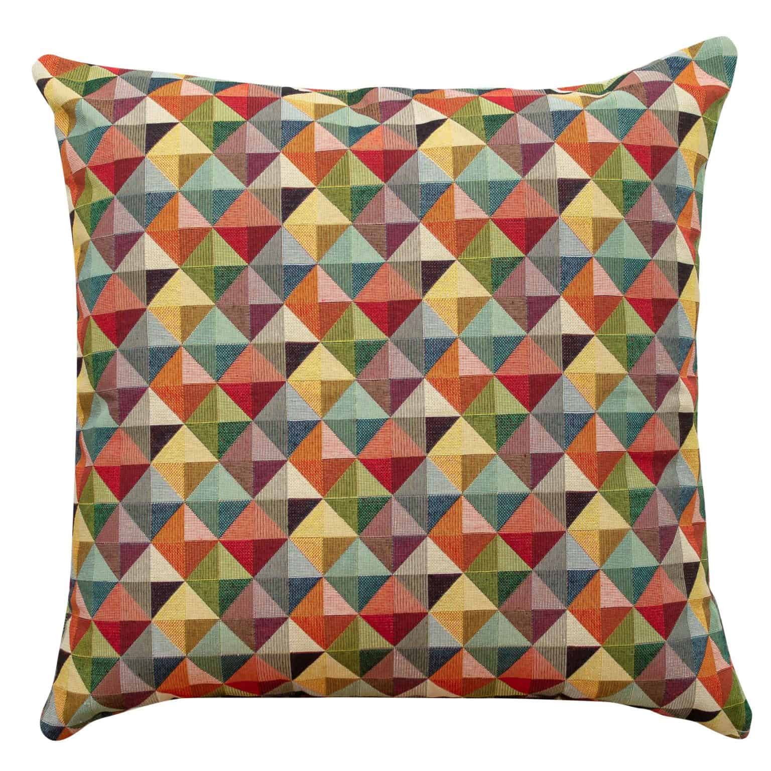 Triangle Harlequin Geometric Tapestry Cushion - Linen Loft