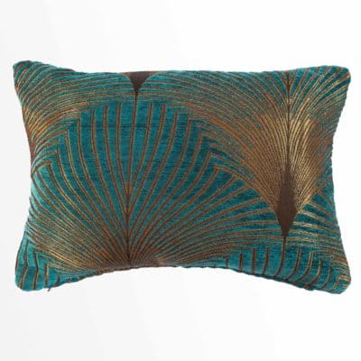 Art Deco Fan Cushion in Teal and Gold