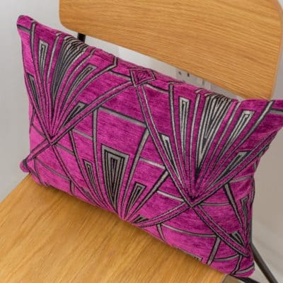 Art Deco Geometric Boudoir Cushion in Pink and Silver
