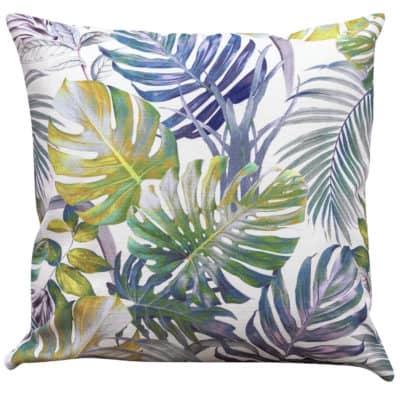 Exotic Leaves Cushion in Blue and Green