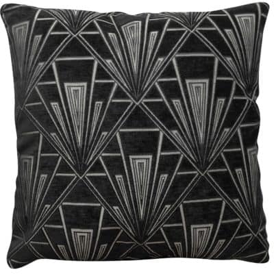 Extra Large Art Deco Geometric Cushion in Black and Silver
