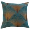 Extra Large Fan Art Deco Cushion in Teal and Gold