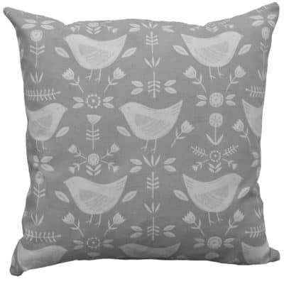 Grey Scandi Geometric Birds Cushion