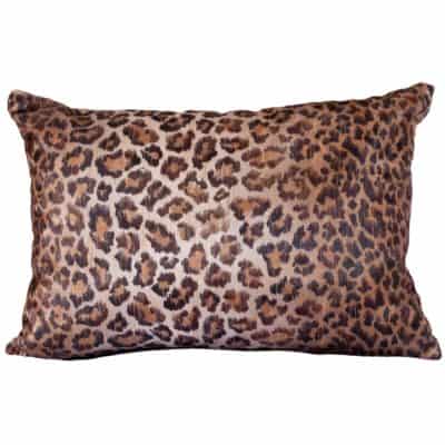 Leopard Print Velvet Boudoir Cushion Bronze